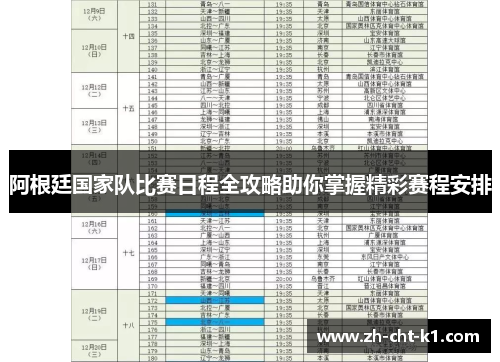 阿根廷国家队比赛日程全攻略助你掌握精彩赛程安排